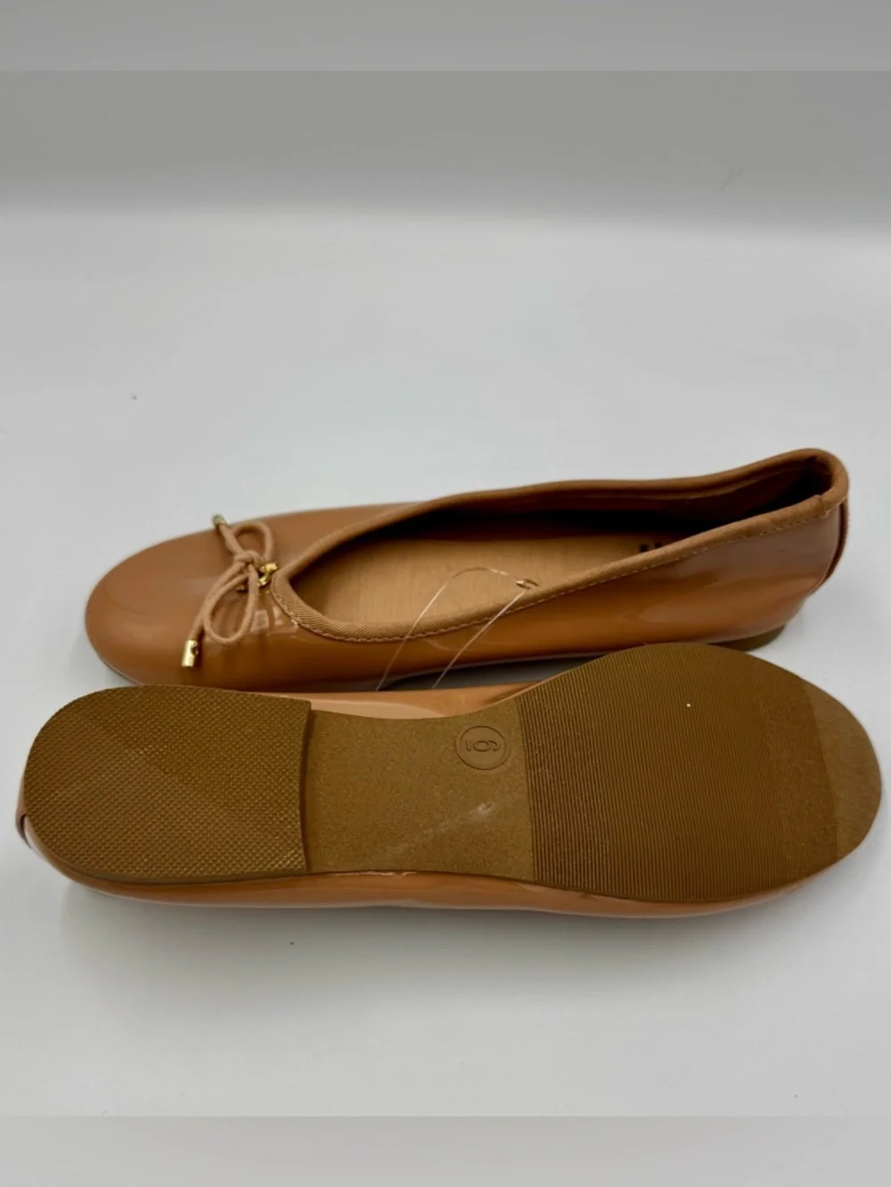 Madden NYC Tan Patent Ballet Flats Baby Bow Size 6